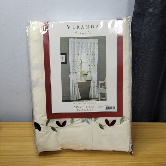 Other - Sunham Veranda Details Embroidered Window Curtains Cotton‎ Floral New Vintage